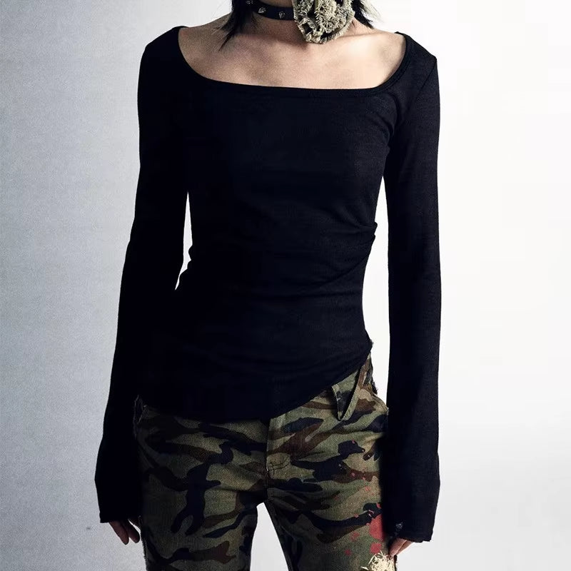 90S Vintage E-Girl Emo Clothes Fires Graphic Print Y2K Grunge T-Shirt Women Harajuku Retro Long Sleeve Tee Goth Punk Streetwear