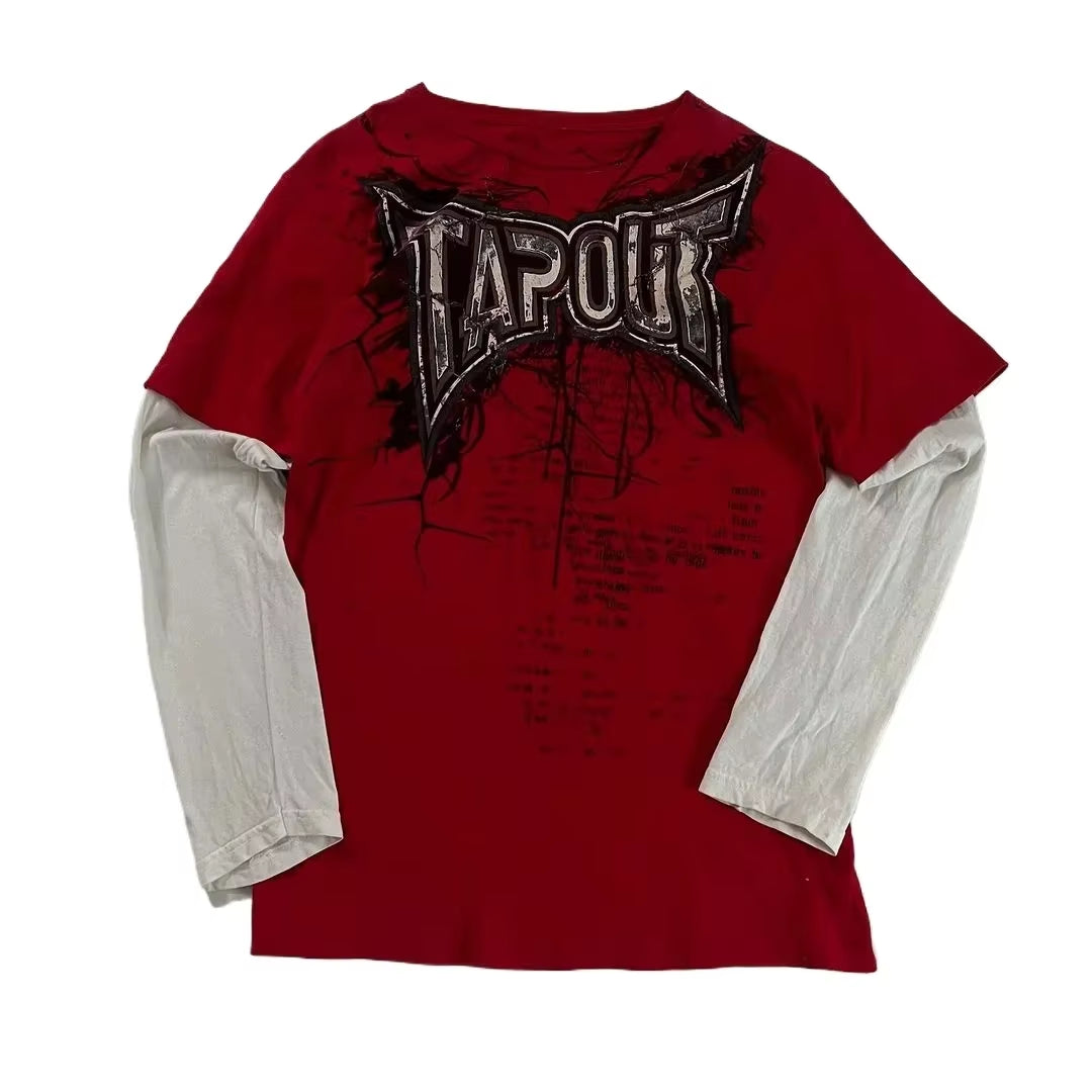Y2K Long Sleeved T Shirt Autumn New Retro Hip Hop round Neck Oversized T Shirt Men Women Casual Gothic Clothing Tops Streetwear