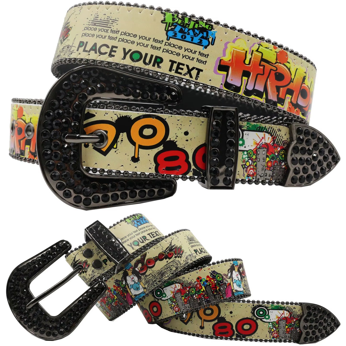 Hip Hop Diamond Wide Colour Belt Fashion Rhinestone Vintage Buckle Belt Y2K BB Bek Belt