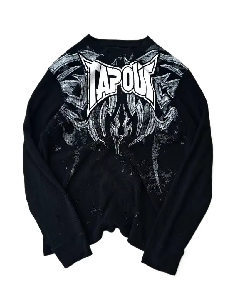 Y2K Long Sleeved T Shirt Autumn New Retro Hip Hop round Neck Oversized T Shirt Men Women Casual Gothic Clothing Tops Streetwear