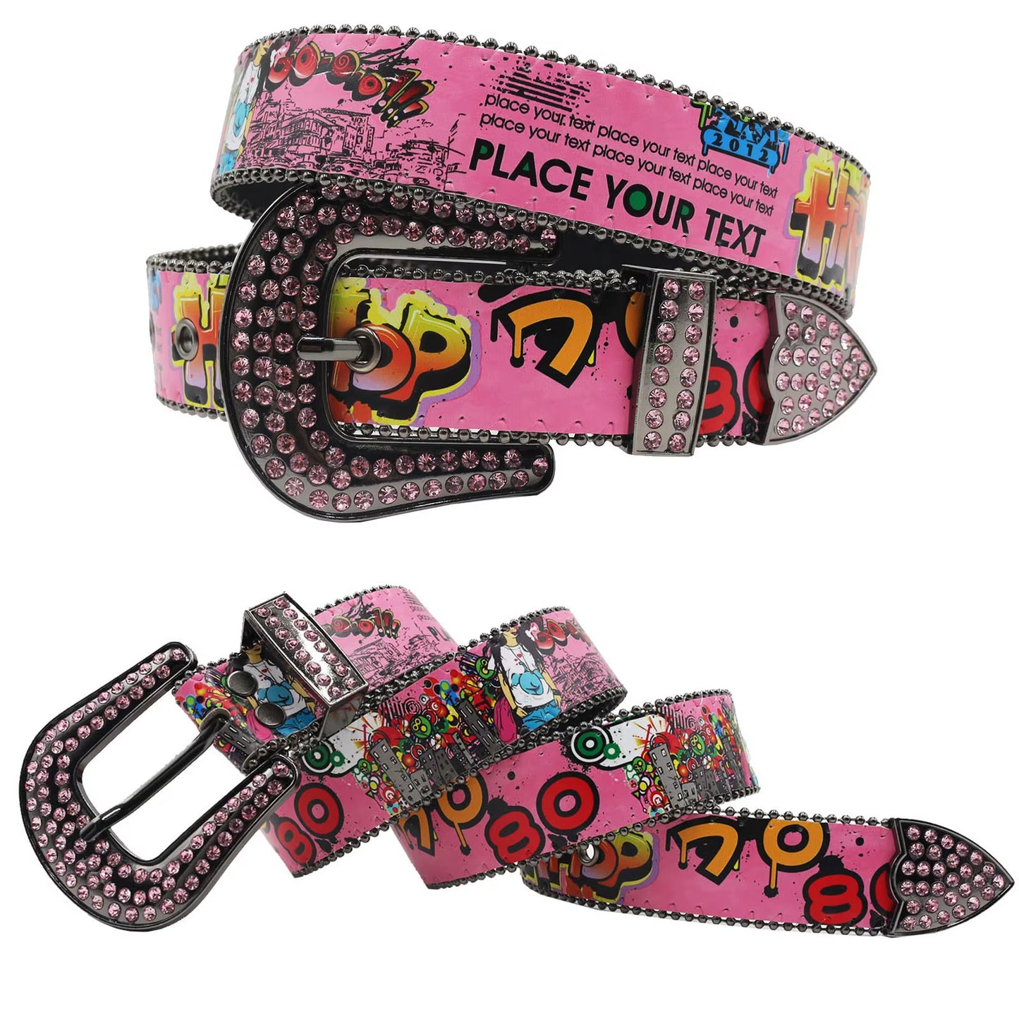 Hip Hop Diamond Wide Colour Belt Fashion Rhinestone Vintage Buckle Belt Y2K BB Bek Belt