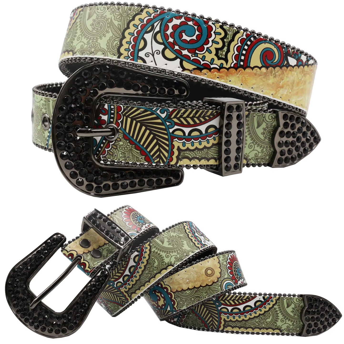 Hip Hop Diamond Wide Colour Belt Fashion Rhinestone Vintage Buckle Belt Y2K BB Bek Belt