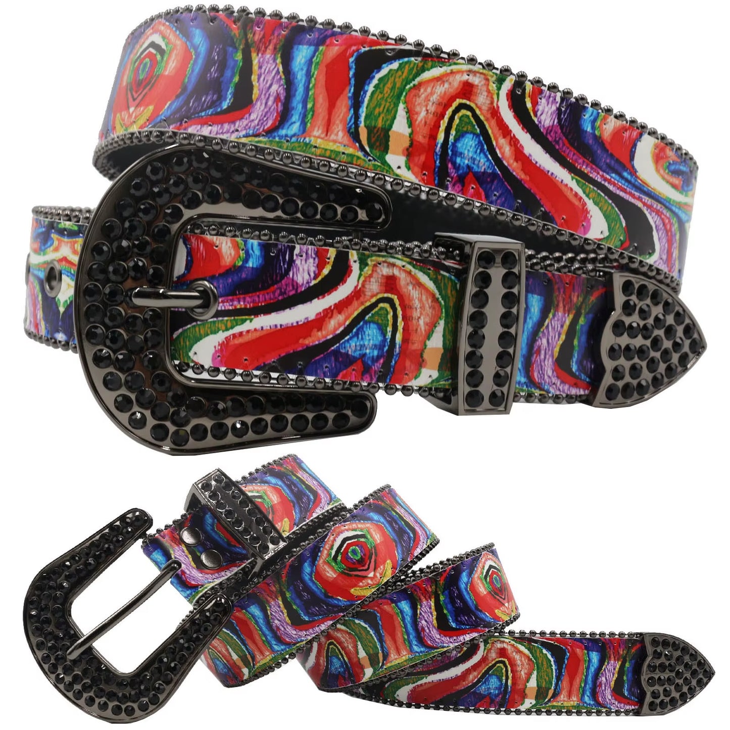 Hip Hop Diamond Wide Colour Belt Fashion Rhinestone Vintage Buckle Belt Y2K BB Bek Belt