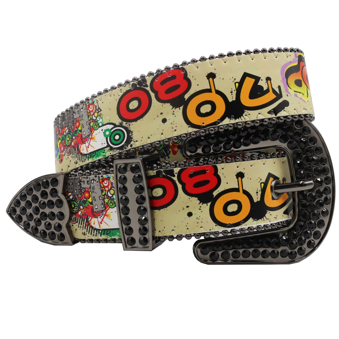 Hip Hop Diamond Wide Colour Belt Fashion Rhinestone Vintage Buckle Belt Y2K BB Bek Belt