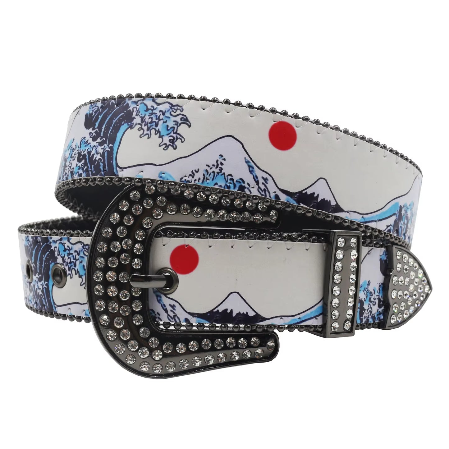 Hip Hop Diamond Wide Colour Belt Fashion Rhinestone Vintage Buckle Belt Y2K BB Bek Belt