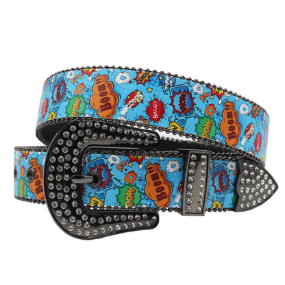 Hip Hop Diamond Wide Colour Belt Fashion Rhinestone Vintage Buckle Belt Y2K BB Bek Belt