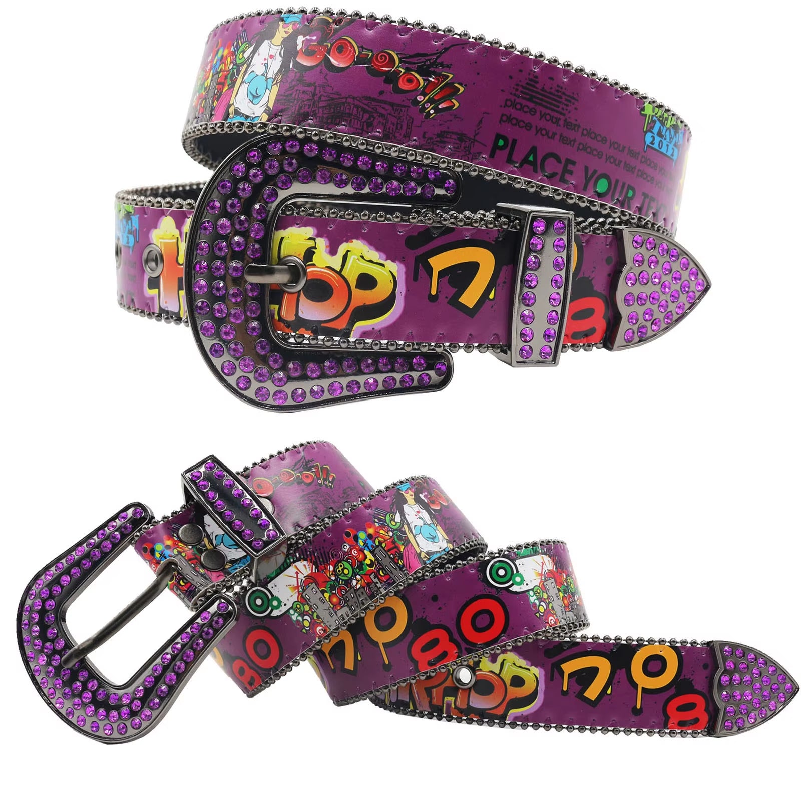 Hip Hop Diamond Wide Colour Belt Fashion Rhinestone Vintage Buckle Belt Y2K BB Bek Belt