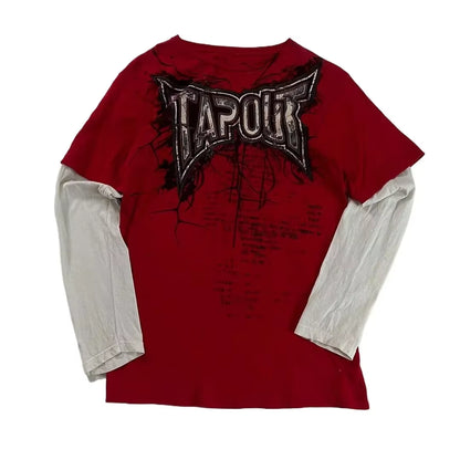 Y2K Long Sleeved T Shirt Autumn New Retro Hip Hop round Neck Oversized T Shirt Men Women Casual Gothic Clothing Tops Streetwear