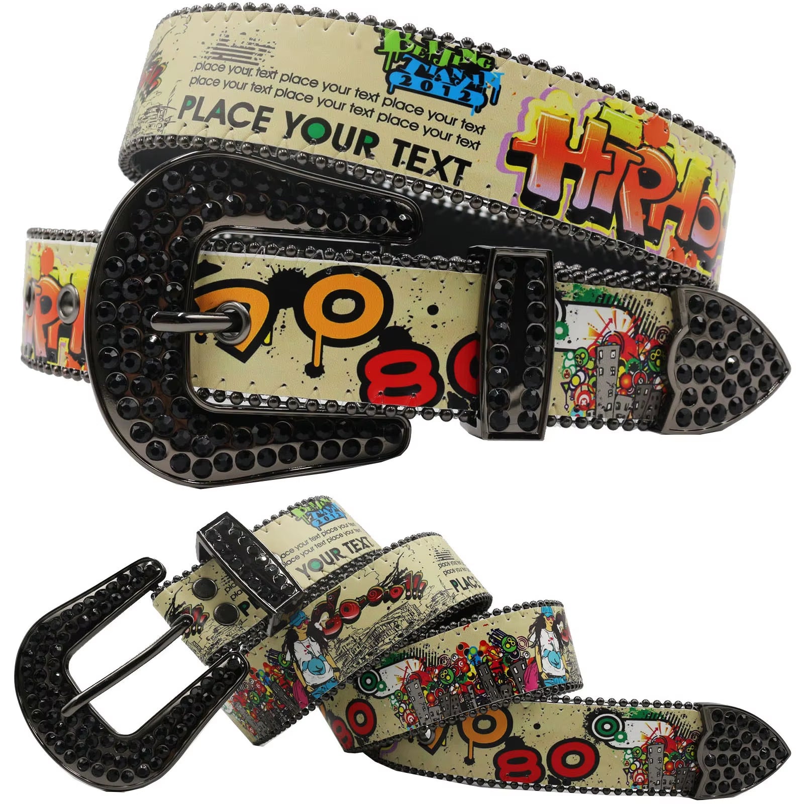 Hip Hop Diamond Wide Colour Belt Fashion Rhinestone Vintage Buckle Belt Y2K BB Bek Belt