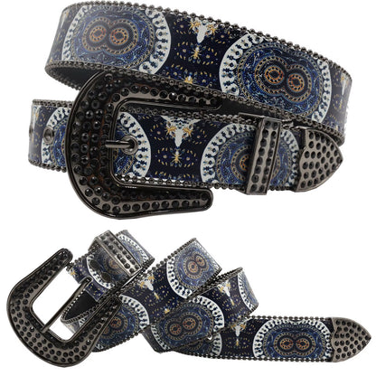 Hip Hop Diamond Wide Colour Belt Fashion Rhinestone Vintage Buckle Belt Y2K BB Bek Belt