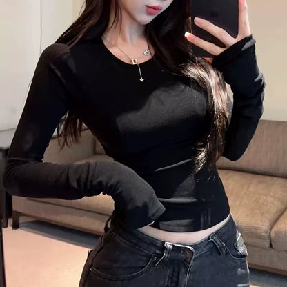 90S Vintage E-Girl Emo Clothes Fires Graphic Print Y2K Grunge Long Sleeve T-Shirt Aesthetics Black Gothic Punk Tee Streetwear