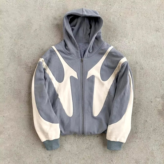 American Retro Letter Printed Devil Pattern Hoodie Y2K Harajuku Casual Couple Zipper Hoodies Sweatshirt Fashion Street Clothing