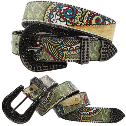 Hip Hop Diamond Wide Colour Belt Fashion Rhinestone Vintage Buckle Belt Y2K BB Bek Belt