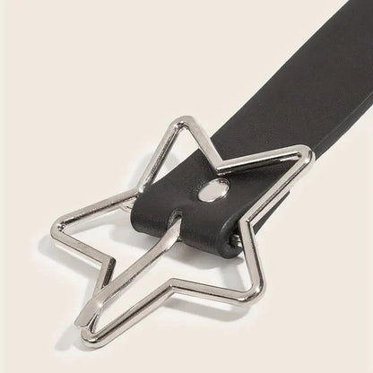 Y2K Punk Star Eyelet Black Rivet Belt Goth Pu Leather Belts for Women Jeans Pants Boys and Girls Students Belt