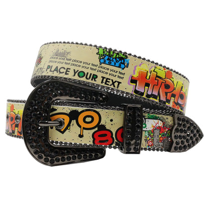 Hip Hop Diamond Wide Colour Belt Fashion Rhinestone Vintage Buckle Belt Y2K BB Bek Belt