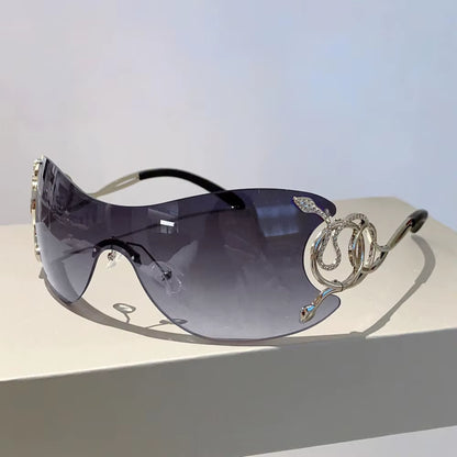 Y2K Rimless Sunglasses Women Stylish Gradient Lens Outdoor Shades Trendy Luxury Brand Design Metal Frame Eyewear Goggle